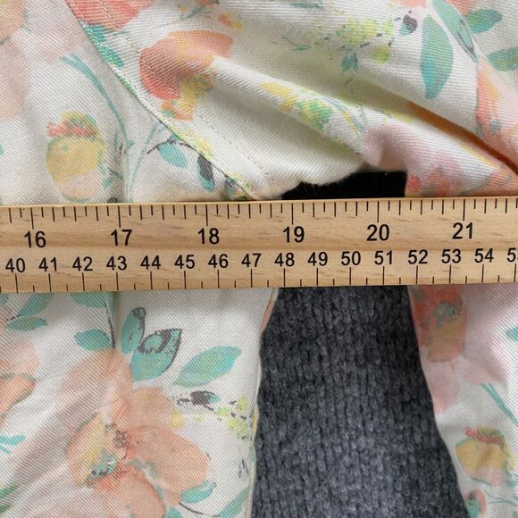 Candies Jacket Junior M Beige Pink Floral Full Zip Bomber Casual Romantic Boho - Picture 6 of 8